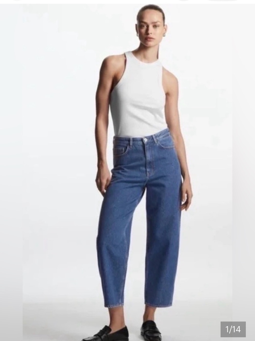 COS Mid-Blue High-Rise Tapered Jeans